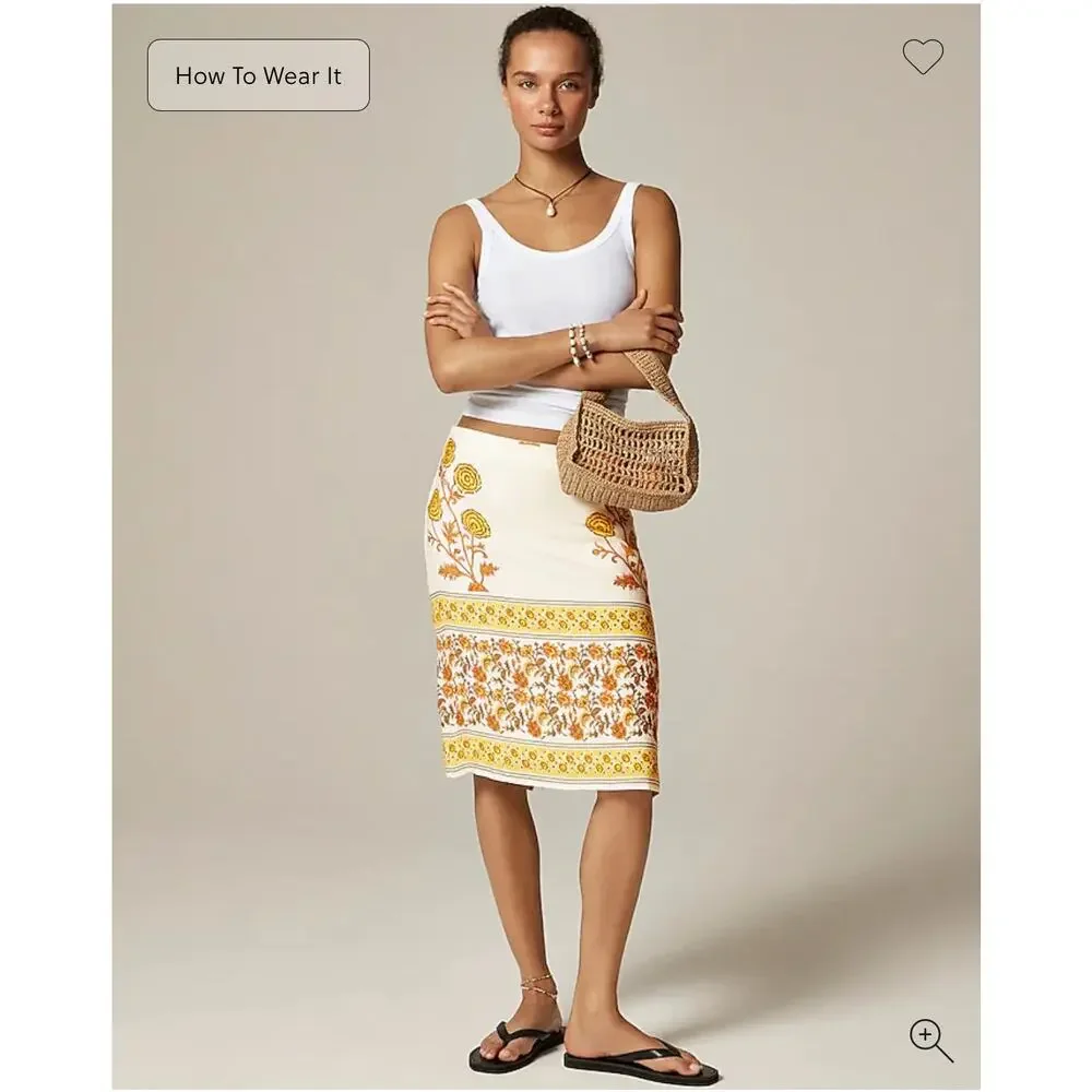 J.Crew Women's Sunset Rose Block Print Skirt Size 12 Knee-Length Floral - Picture 2 of 8